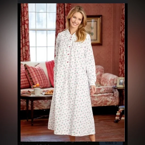 Lanz of Salzburg Cotton Flannel Nightgown 3X Pink Rose Cottagecore Prairie - Picture 1 of 10